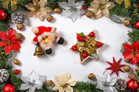 Christmas frame made of fir garland