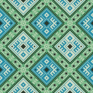 Traditional Georgian folk art embroidery vector pattern