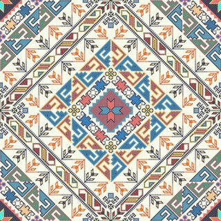 Traditional Georgian folk art embroidery vector pattern