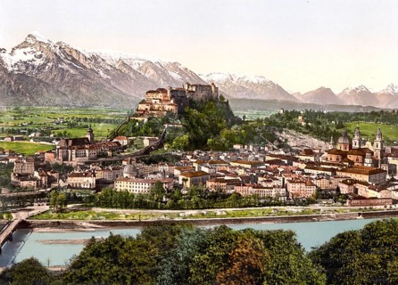General view from Kapuzinerberg of Salzburg