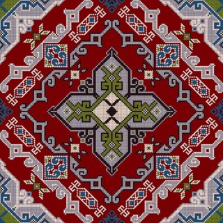 Traditional Georgian folk art embroidery vector pattern