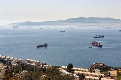 View from the Rock of Gibraltar to the Bay of Algeciras