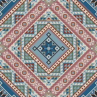 Traditional Georgian folk art embroidery vector pattern