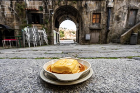 Great view of francesinha typical dish originally from Porto