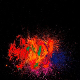 High angle view bright holi colored front black background