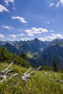 View from Himmelschrofen into the Dietersbach valley with Gerstruben
