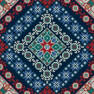Traditional Georgian folk art embroidery vector pattern