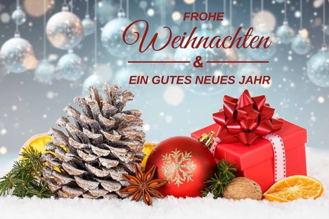 Christmas card card Merry Christmas with Christmas decoration decoration gift Christmas present and Christmas baubles in Stuttgart