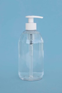 Front view transparent bottle liquid soap