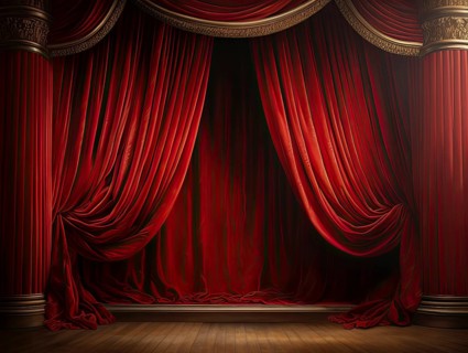 Theatre stage with curtain in a nostalgic theatre