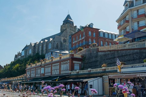 Waterfront with Hotel de Calais and Eglise Saint-Jacques