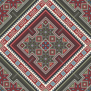 Traditional Georgian folk art embroidery vector pattern