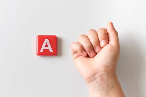Sign language hand showing letter
