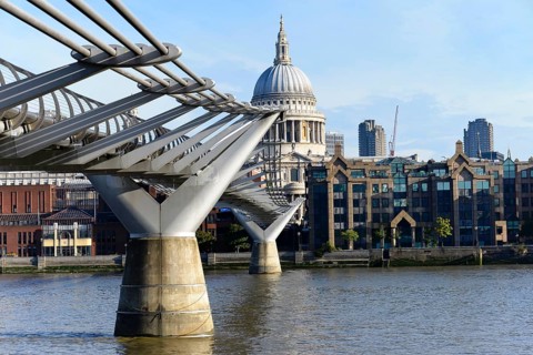 Millennium Bridge and St Paul's Cathedral in London