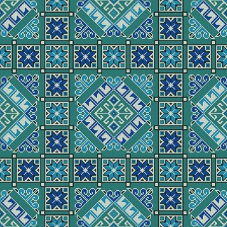 Traditional Georgian folk art embroidery vector pattern