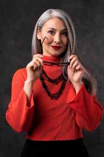 Beautiful senior woman portrait with sunglasses