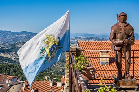 Flag and knight's armour