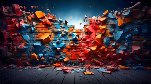 A wall in bright colours as a symbol of the disintegration of the European Union