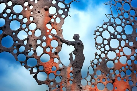 Esoteric man captured in a net of invasive blood vessels
