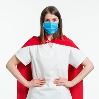 Front view woman with mask