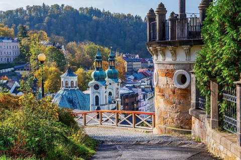 Viewpoint with the Church of St. Mary Magdalene in autumn