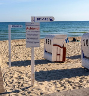 Beach and beach chairs in the Baltic seaside resort of Baabe