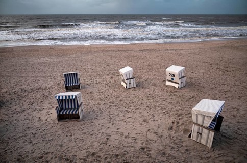 Empty beach chairs