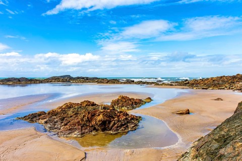 Rocky beach where sand