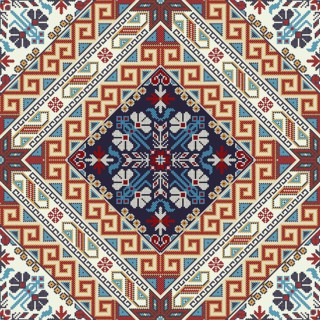 Traditional Georgian folk art embroidery vector pattern