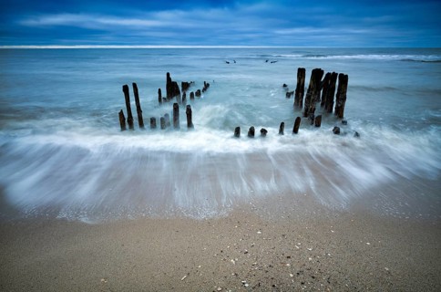 Remains of an old weathered groyne