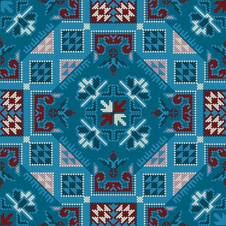Traditional Georgian folk art embroidery vector pattern