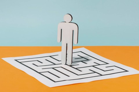 Cardboard man paper with puzzle