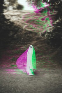 Long shot ghost with glitch effect