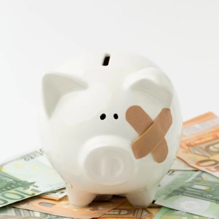 Broken piggy bank close up