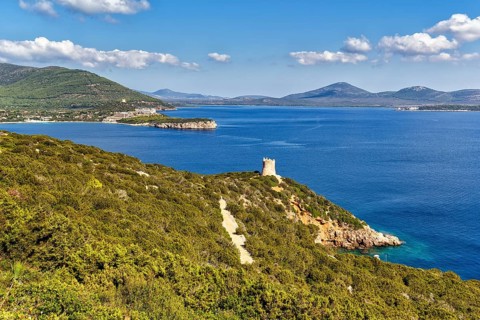View of coastline with Bollo tower