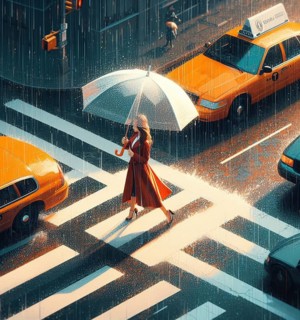Business bossy elegant fit woman using umbrella wearing tailleur