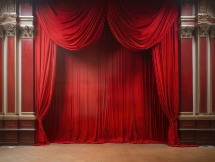 Theatre stage with curtain in a nostalgic theatre