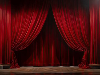 Theatre stage with curtain in a nostalgic theatre