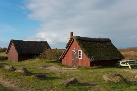 Fishermen's cottages on the former shipping channel to Ringkobingfjord
