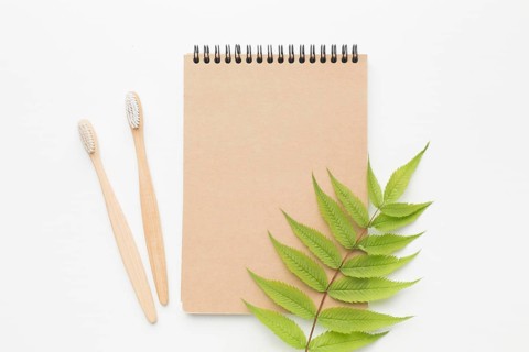 Notebook with tooth brush