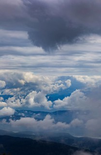 Dramatic cloudy sky on the Gerlitzen with a view of the Klagenfurt basin