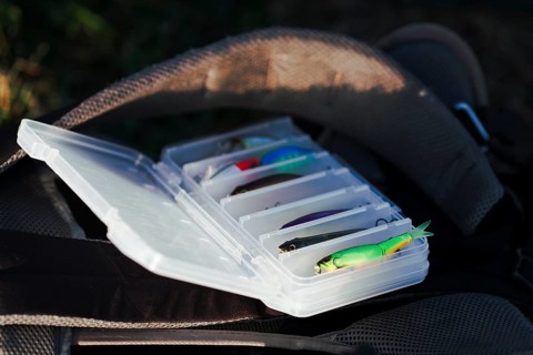 Close up box with fishing lures