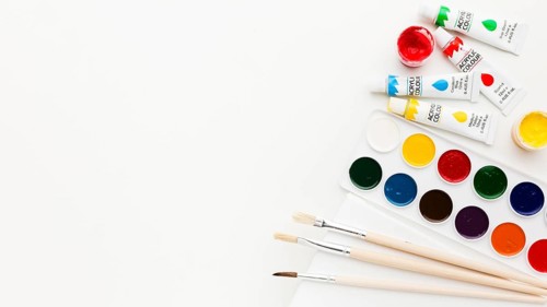 Flat lay copy space watercolor paint