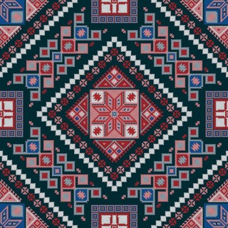Traditional Georgian folk art embroidery vector pattern