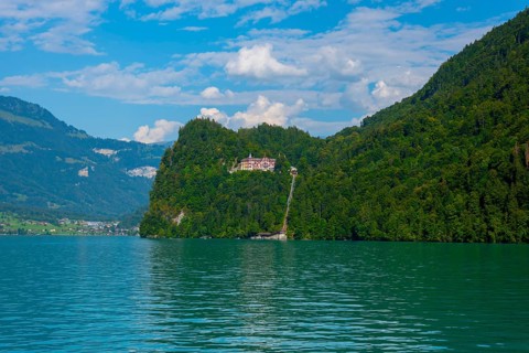 The Historical Grandhotel Giessbach on the Mountain Side on Lake Brienz in Bernese Oberland