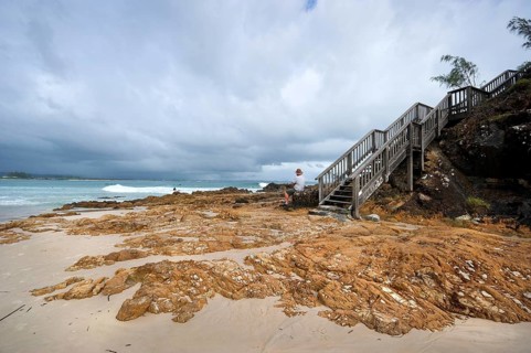 Man enjoying the morning atmosphere at Clarks beach