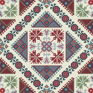 Traditional Georgian folk art embroidery vector pattern