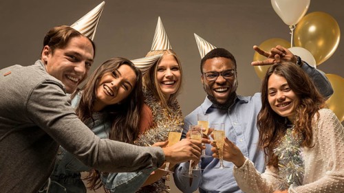 Group friends celebrating new year concept