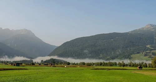Morning fog on the Wetterstein mountains