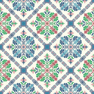 Traditional Georgian folk art embroidery vector pattern